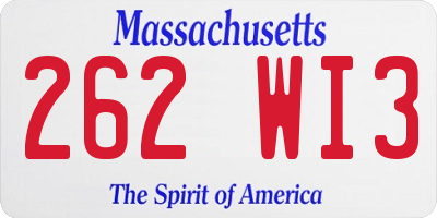MA license plate 262WI3