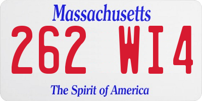 MA license plate 262WI4