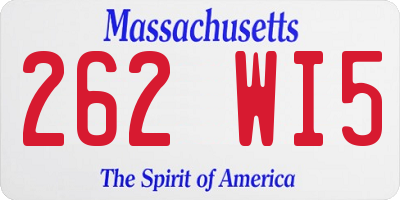 MA license plate 262WI5