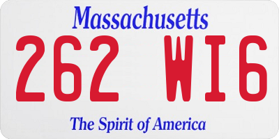 MA license plate 262WI6