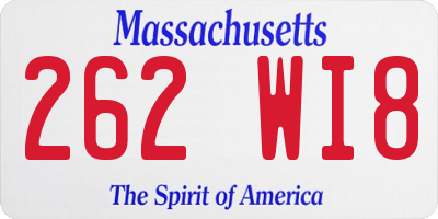MA license plate 262WI8