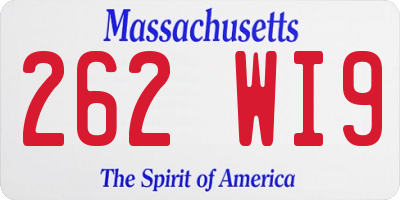 MA license plate 262WI9