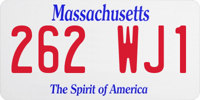MA license plate 262WJ1