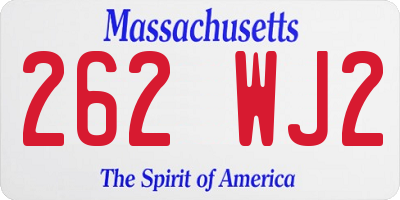 MA license plate 262WJ2