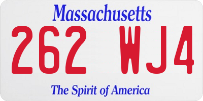 MA license plate 262WJ4