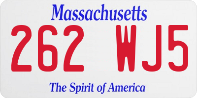MA license plate 262WJ5