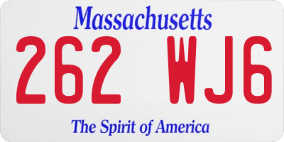 MA license plate 262WJ6