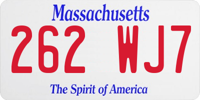 MA license plate 262WJ7