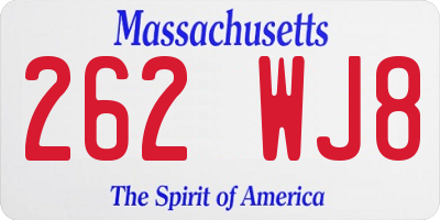 MA license plate 262WJ8