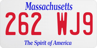 MA license plate 262WJ9
