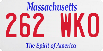 MA license plate 262WK0