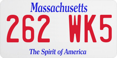 MA license plate 262WK5