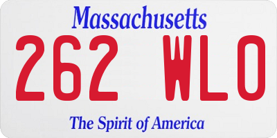 MA license plate 262WL0