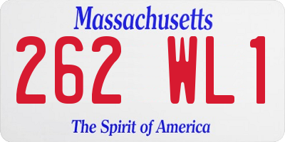 MA license plate 262WL1