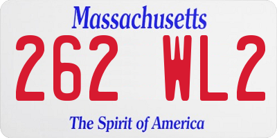 MA license plate 262WL2