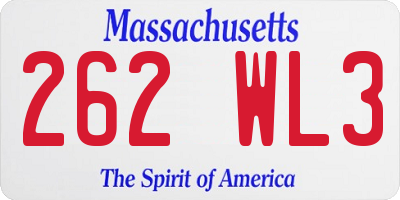 MA license plate 262WL3
