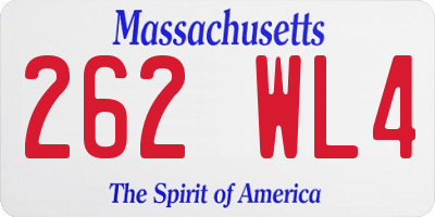 MA license plate 262WL4