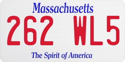 MA license plate 262WL5