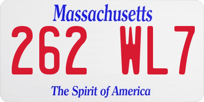 MA license plate 262WL7