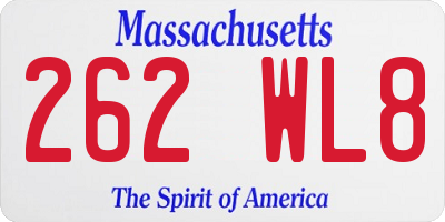 MA license plate 262WL8