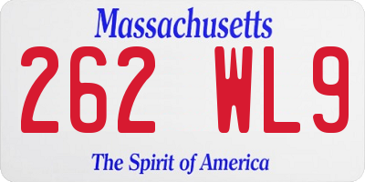 MA license plate 262WL9