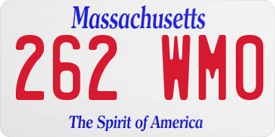 MA license plate 262WM0