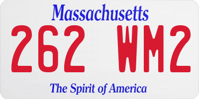 MA license plate 262WM2