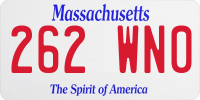 MA license plate 262WN0