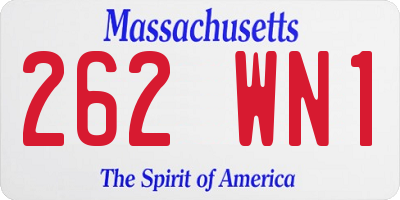 MA license plate 262WN1