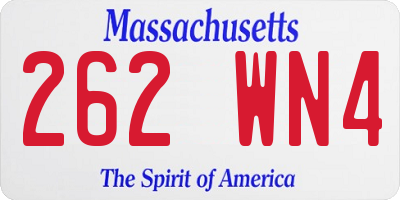 MA license plate 262WN4