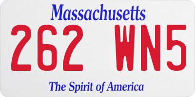 MA license plate 262WN5