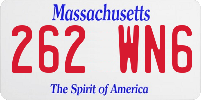 MA license plate 262WN6