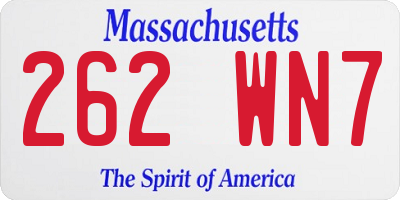 MA license plate 262WN7