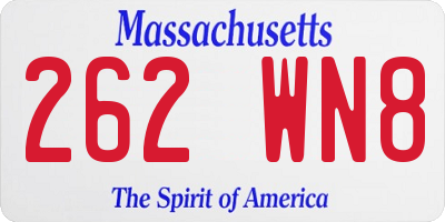 MA license plate 262WN8