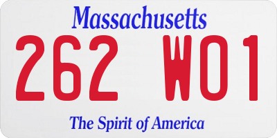 MA license plate 262WO1