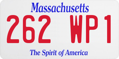 MA license plate 262WP1