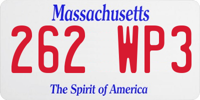 MA license plate 262WP3