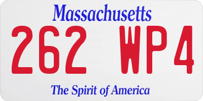 MA license plate 262WP4