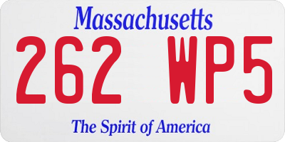 MA license plate 262WP5