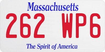 MA license plate 262WP6