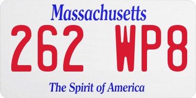 MA license plate 262WP8