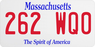 MA license plate 262WQ0