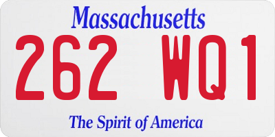 MA license plate 262WQ1