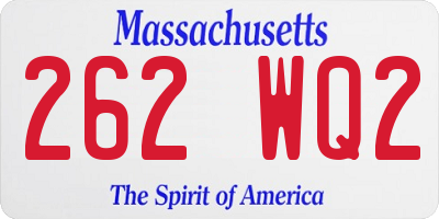 MA license plate 262WQ2