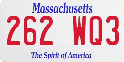 MA license plate 262WQ3