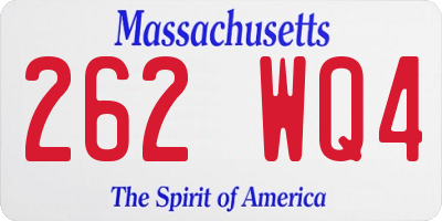 MA license plate 262WQ4