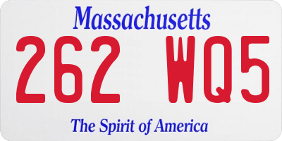 MA license plate 262WQ5