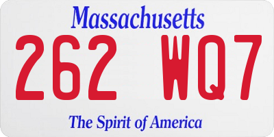 MA license plate 262WQ7