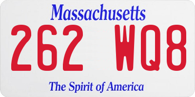 MA license plate 262WQ8
