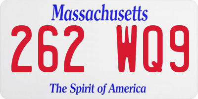 MA license plate 262WQ9
